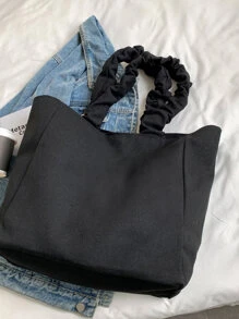 1pc,Letter Floral Pattern Tote Bag,Ladies' Casual Canvas Tote Bag, Suitable For Vacation, Beach And Daily Life,Is A Great Gift For Women, Tote Bags For School,College Essentials, Holiday - Black - View 5