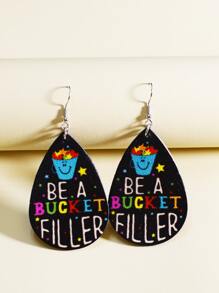Letter Graphic Water Drop Earrings - Multicolor - View 1