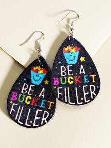 Letter Graphic Water Drop Earrings - Multicolor - View 2