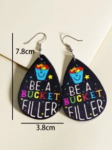 Letter Graphic Water Drop Earrings - Multicolor - View 3