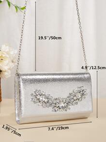 閃閃發光，閃亮迷人，優雅迷你金屬萊茵石裝飾翻蓋晚宴包晚餐包適合派對女孩、女士、女性完美適合派對、婚禮、舞會、晚餐/宴會、雞尾酒 送給女士的最佳禮物 - 銀色 - 查看 4