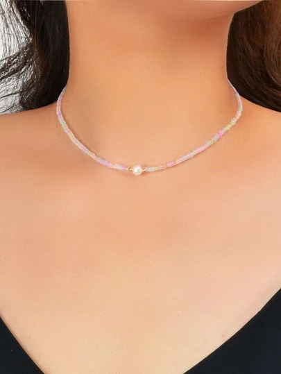 珍珠和珠子裝飾項鍊