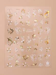 2sheets Laser Floral Print Nail Art Sticker Nail Stickers DIY - Multicolor - View 3