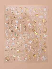 2sheets Laser Floral Print Nail Art Sticker Nail Stickers DIY - Multicolor - View 5