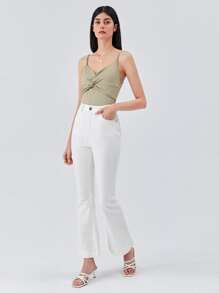 SHEIN Unity 再生滌扭結吊帶上衣 - 軍綠色 - 查看 6