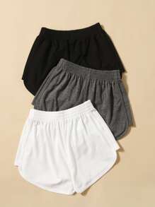 SHEIN Girls 3pcs Knot Front Track Shorts - Multicolor - View 2