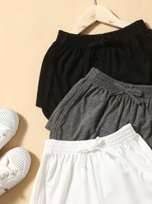 SHEIN Girls 3pcs Knot Front Track Shorts - Multicolor - View 4