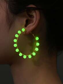 Glow In The Dark Ball Decor Hoop Earrings - Multicolor - View 2