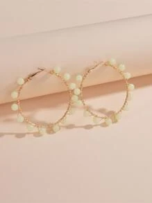 Glow In The Dark Ball Decor Hoop Earrings - Multicolor - View 5