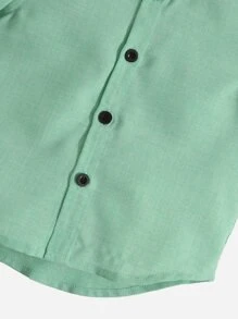 SHEIN Baby Boy Collared Button Up Shirt - Mint Green - View 5