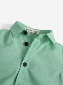SHEIN Baby Boy Collared Button Up Shirt - Mint Green - View 4