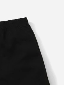 SHEIN Baby Boy Letter Graphic Tank Top & Track Shorts Set - Black - View 4