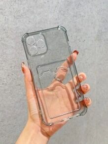 Bao đựng điện thoại có khe cắm thẻ trong suốt - Bạc - Xem 2