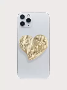 Soporte para teléfono destacado con diseño de corazón - Dorado - Ver 4