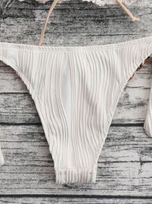 Swim SXY Summer Beach Chain Detail Tie Side Bikini Bottom - Beige - View 5