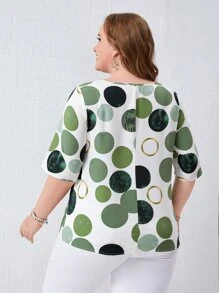 EMERY ROSE Áo sơ mi Plus Size Hình học Giải trí - màu xanh lá - Xem 2
