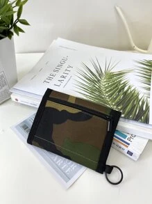 1 chiếc Ví ngắn nam, kẹp thường ngày, nhãn chữ màu trơn, di động, nhiều màu, dùng hàng ngày khi đi làm - Nhiều màu - Xem 4