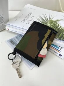 1 chiếc Ví ngắn nam, kẹp thường ngày, nhãn chữ màu trơn, di động, nhiều màu, dùng hàng ngày khi đi làm - Nhiều màu - Xem 6