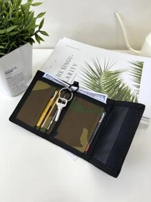 1 chiếc Ví ngắn nam, kẹp thường ngày, nhãn chữ màu trơn, di động, nhiều màu, dùng hàng ngày khi đi làm - Nhiều màu - Xem 7