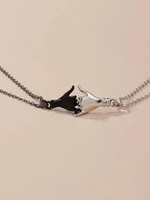 2 piezas Collar con colgante pareja mano - Multicolor - Ver 1