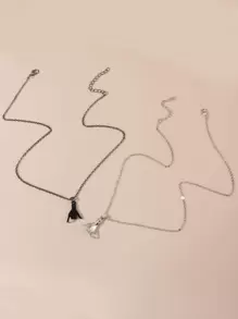 2 piezas Collar con colgante pareja mano - Multicolor - Ver 2