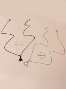 2 piezas Collar con colgante pareja mano - Multicolor - Ver 4