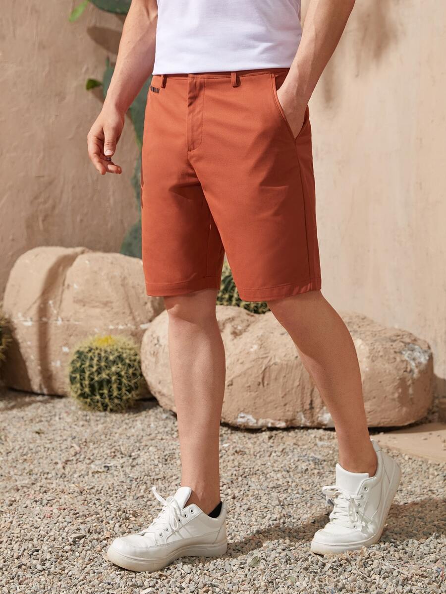 Manfinity Homme Hombres Shorts con diseño de parche con bolsillo oblicuo