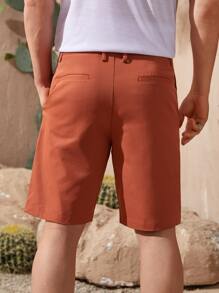Manfinity Homme Hombres Shorts con diseño de parche con bolsillo oblicuo