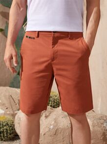 Manfinity Homme Hombres Shorts con diseño de parche con bolsillo oblicuo