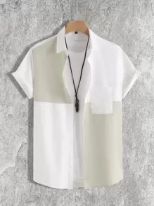 Manfinity Homme Men Two Tone Patched Pocket Shirt Without Tee - Multicolor - View 1