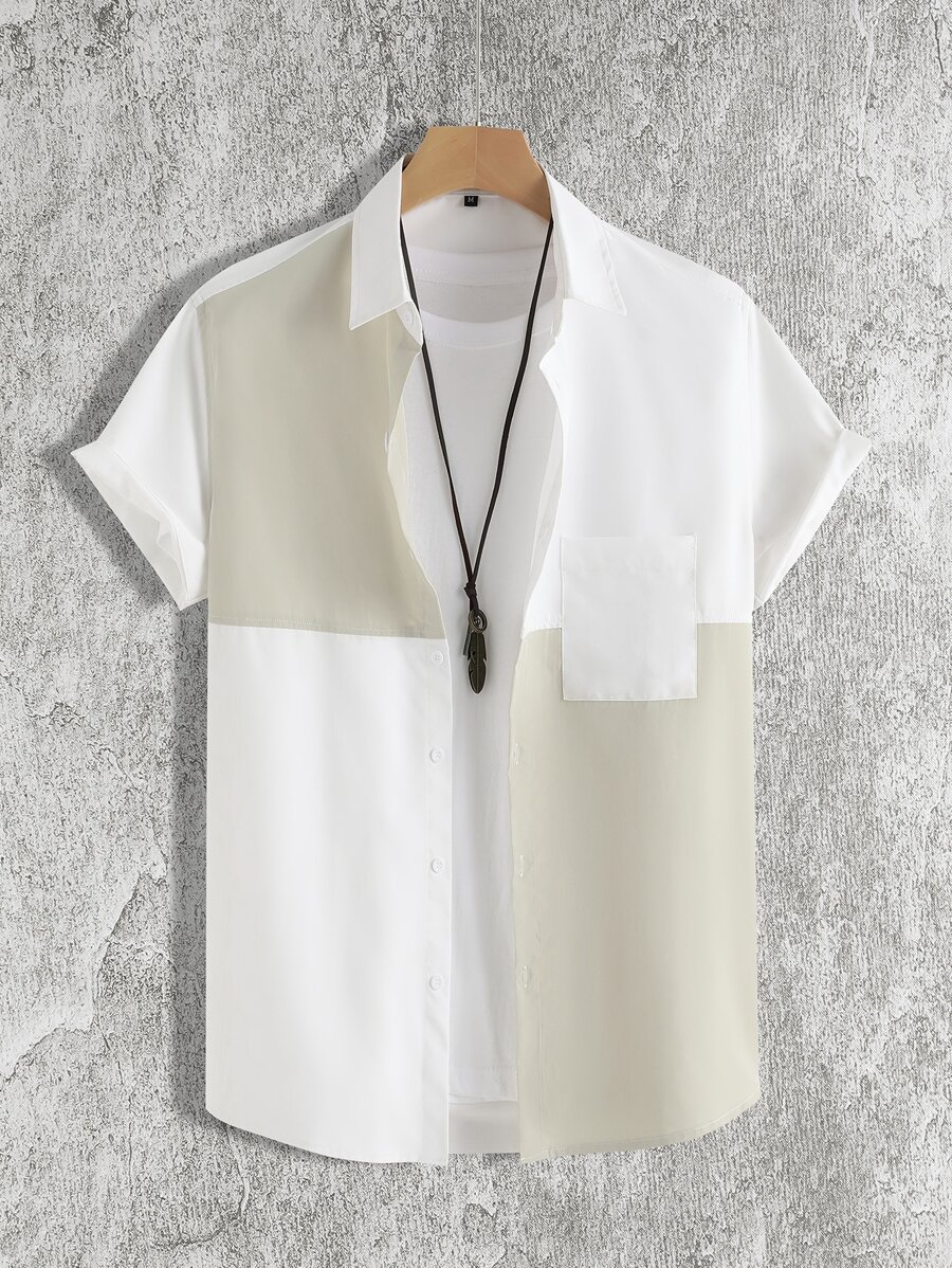 Manfinity Homme Men Two Tone Patched Pocket Shirt Without Tee - Multicolor - View 1