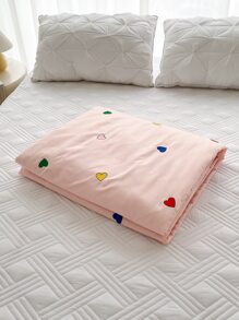 愛心刺繡床單 - 粉色 - 查看 2