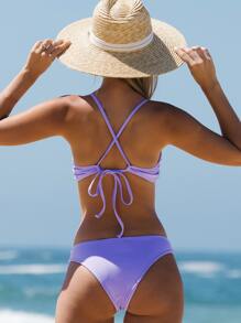 交叉綁帶比基尼 - 紫丁香色 - 查看 2