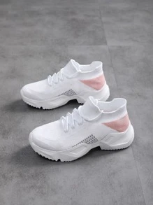 New Arrival Anti-slip Breathable Lightweight White Fashionable Women's Thick-soled Casual Sports Shoes - Multicolor - View 3