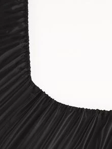Plain Satin Fitted Sheet - Black - View 4
