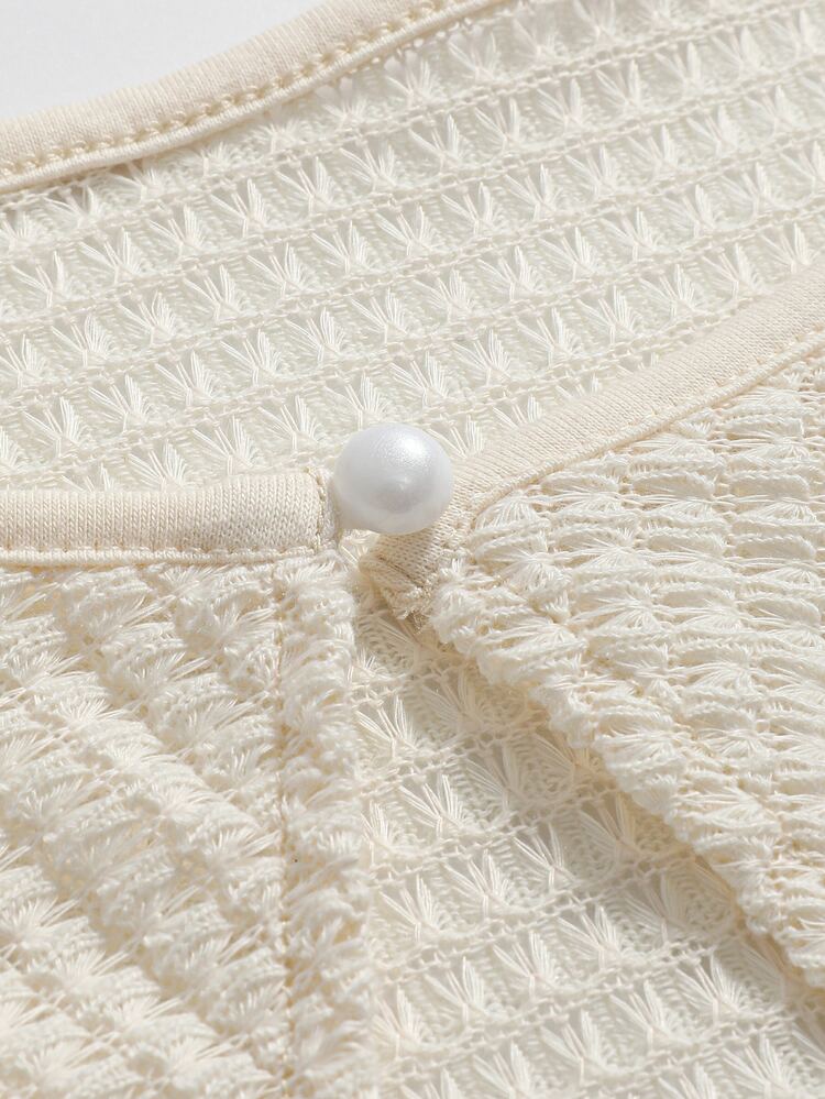 1Pc Waffle Knit Raglan Sleeve Crop Top
