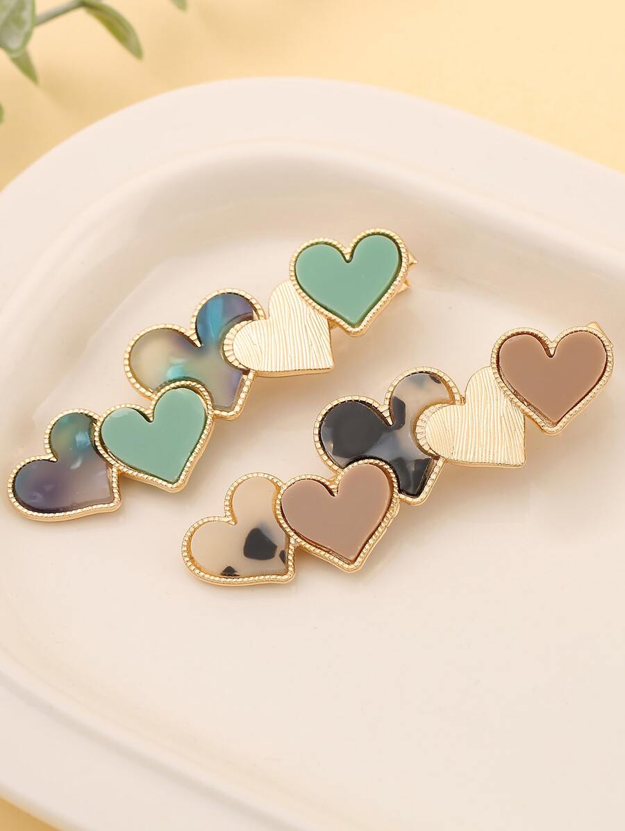 2 piezas Horquilla con adorno de corazón - Multicolor - Ver 1