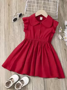 SHEIN 小女童荷葉邊彼得潘領襯衫洋裝