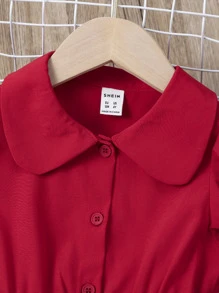 SHEIN 小女童荷葉邊彼得潘領襯衫洋裝