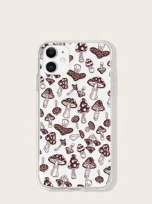 Mushroom Print Clear Phone Case - Multicolor - View 1