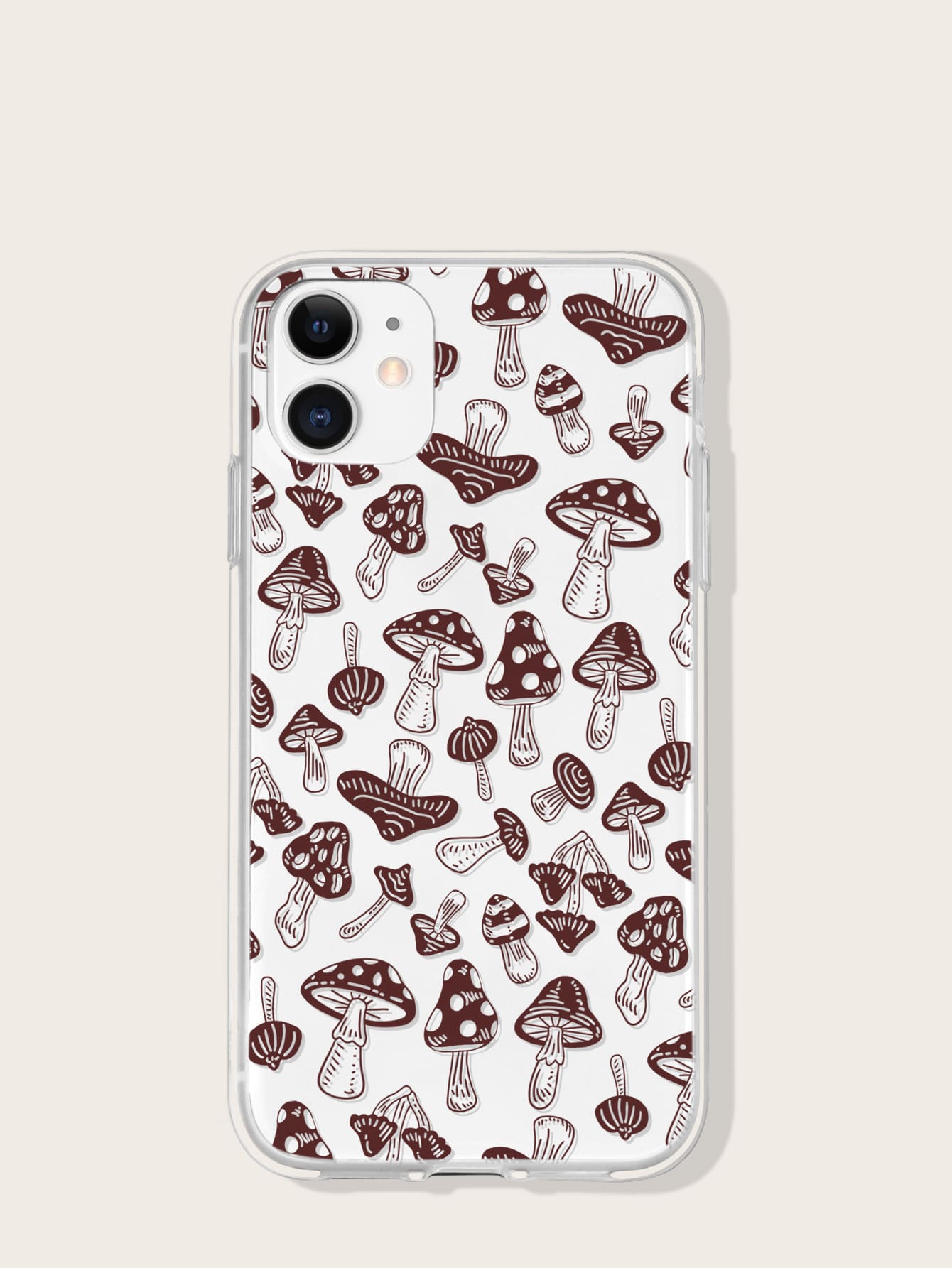 Mushroom Print Clear Phone Case - Multicolor - View 1