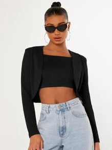 Firerie Solid Open Front Crop Blazer In Fall/Winter - Black - View 4