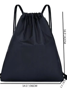 Men Minimalist Drawstring Backpack - Black - View 3