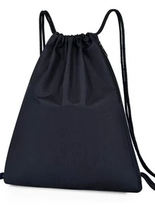 Men Minimalist Drawstring Backpack - Black - View 4