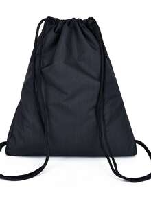 Men Minimalist Drawstring Backpack - Black - View 5
