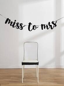 1pc Paper Decorative Pull Flag,Simple Black Letter Design Hanging Flag For Bachelor Party - Black - View 1