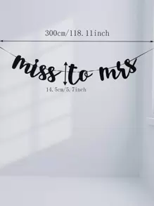 1pc Paper Decorative Pull Flag,Simple Black Letter Design Hanging Flag For Bachelor Party - Black - View 3