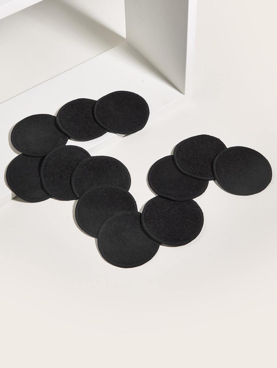 12 Fiber Double Layer Makeup Remover Pads, Face Cleansing, Reusable Makeup Remover Pads, Face Towels - Black - View 1