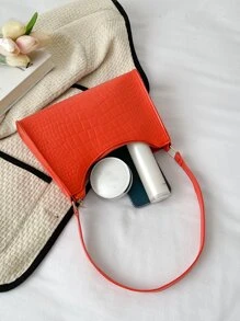 Minimalist Crocodile Embossed Bag - Orange - View 4