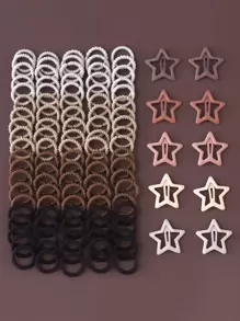 110入組小女童極簡風格髮飾套裝 - 彩色 - 查看 1